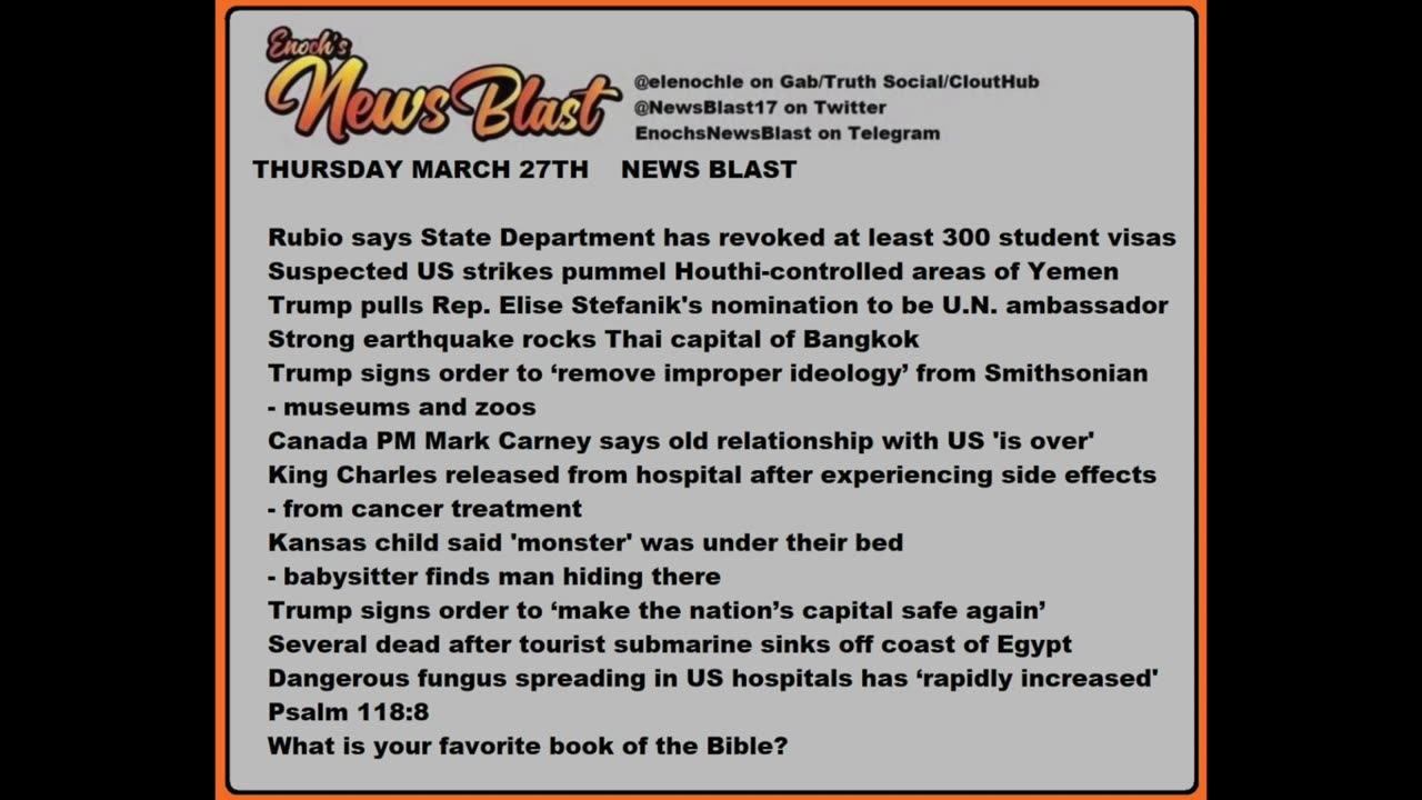 Thursday March 27, 2025 News Blast