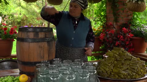 Beef Stuffed Grape Leaves- Picking Fresh Grape Leaves and Cooking Dolma