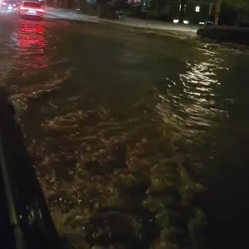 Flooded road in Kitchener this evening