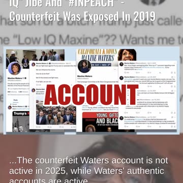 FAKE Rep. Waters Tweet About "Low IQ" Jibe And "#INPEACH"