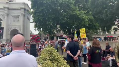 Thousands of people protest in London UK to stop the government from spraying toxic chemicals