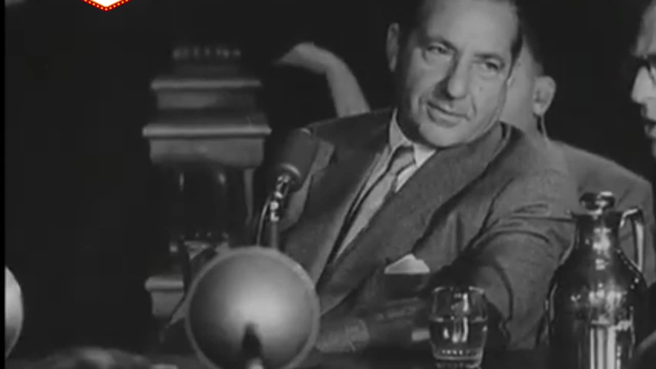 Alleged New York Mob Boss Frank Costello is questioned by a senate committee.