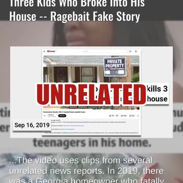 Fact Check: Veteran NOT Charged With Murder For Killing Three Kids Who Broke Into House -- Ragebait