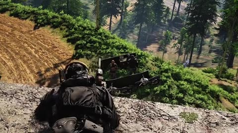 shooting action in the middle of the forest