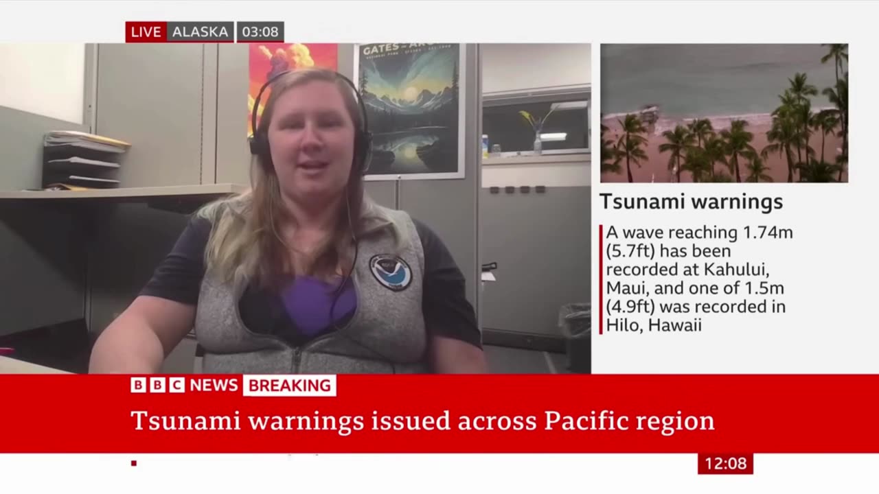 Tsunami waves build in California as threat downgraded in Hawaii and Japan | BBC News