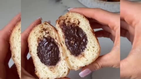 Donut filled with hazelnut cream