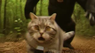 Cute Cat Running for Its Life from a Roaring Gorilla!