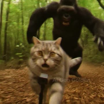 Cute Cat Running for Its Life from a Roaring Gorilla!