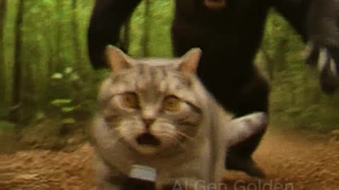 Cute Cat Running for Its Life from a Roaring Gorilla!