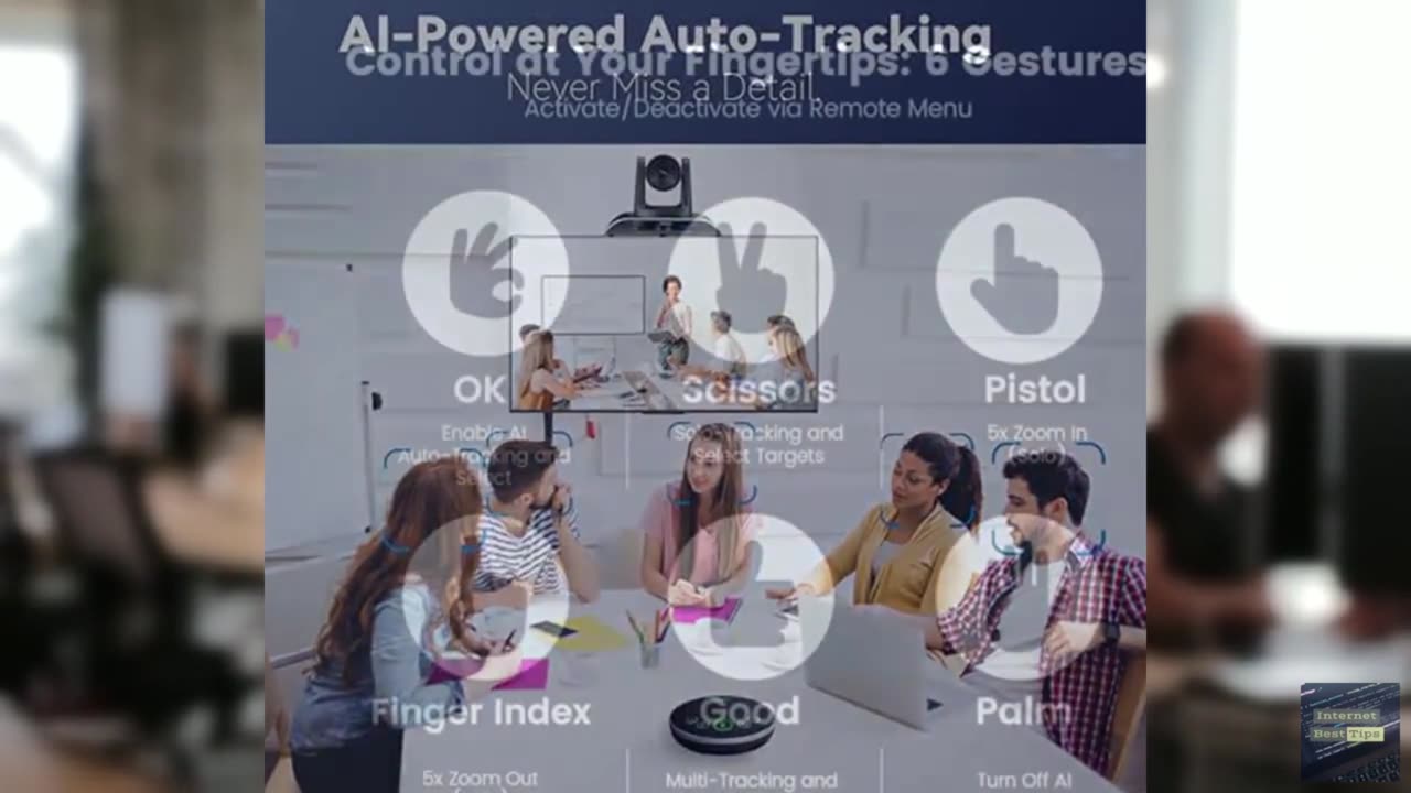 TONGVEO 4K Conference Room Camera System, AI Auto-Tracking PTZ Camera 5X Digital