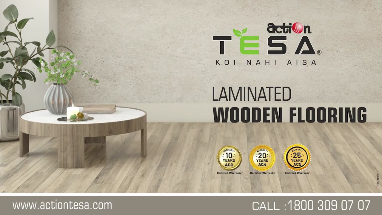 Premium Laminated Wooden Flooring by Action: Durable & Stylish.