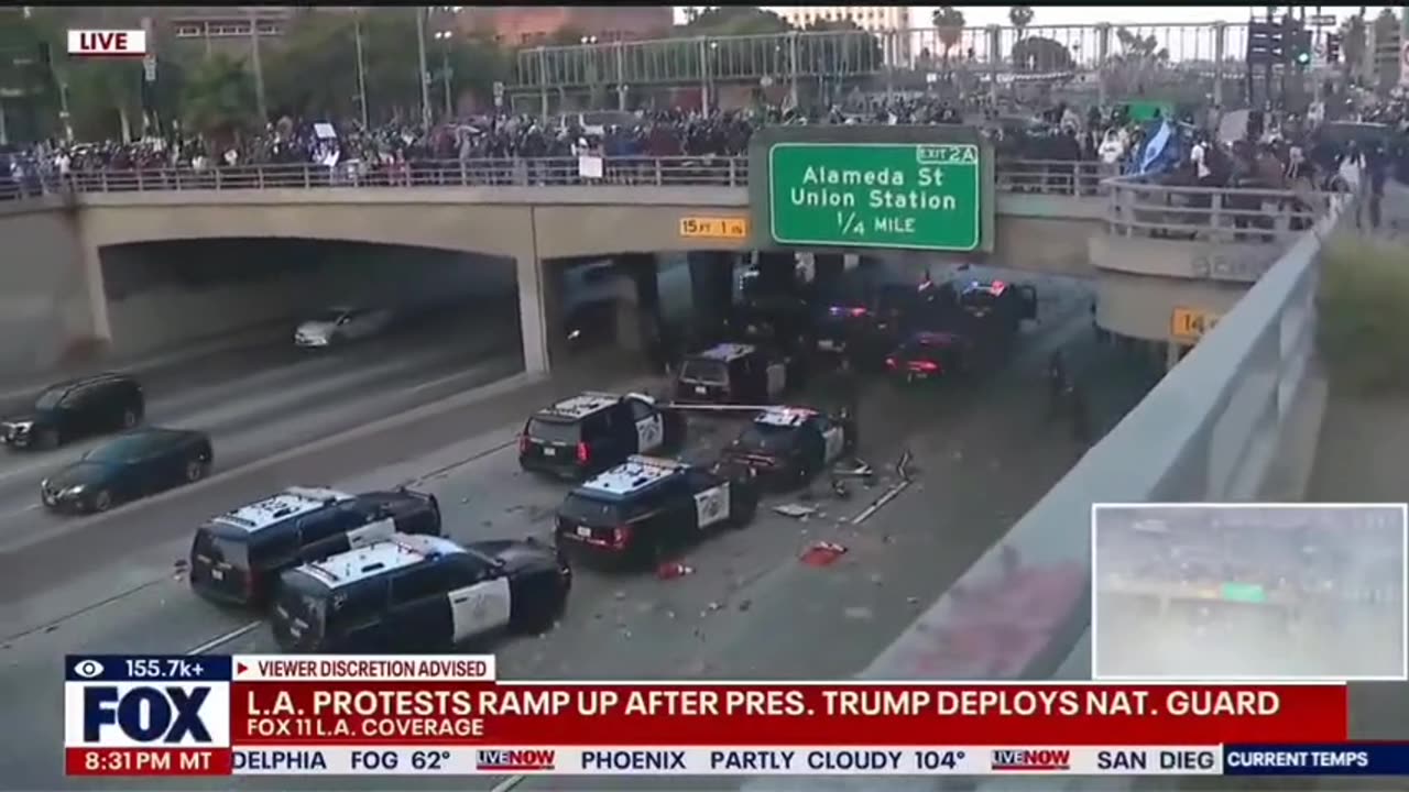 Anti-ICE Protestor Throw Rocks at LAPD Hiding Under Bridge