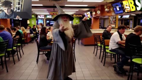 Outtake #3,050 Of Gandalf From The LOTR Series Is Dancing At A Subway Restaurant Fake Funny Parody
