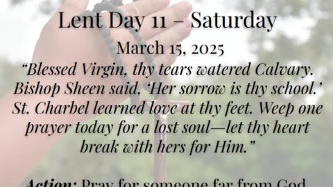 Lent Day 11 – Saturday (March 15, 2025)