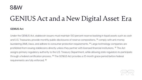 Reese Report - What the GENIUS ACT Will Soon Bring