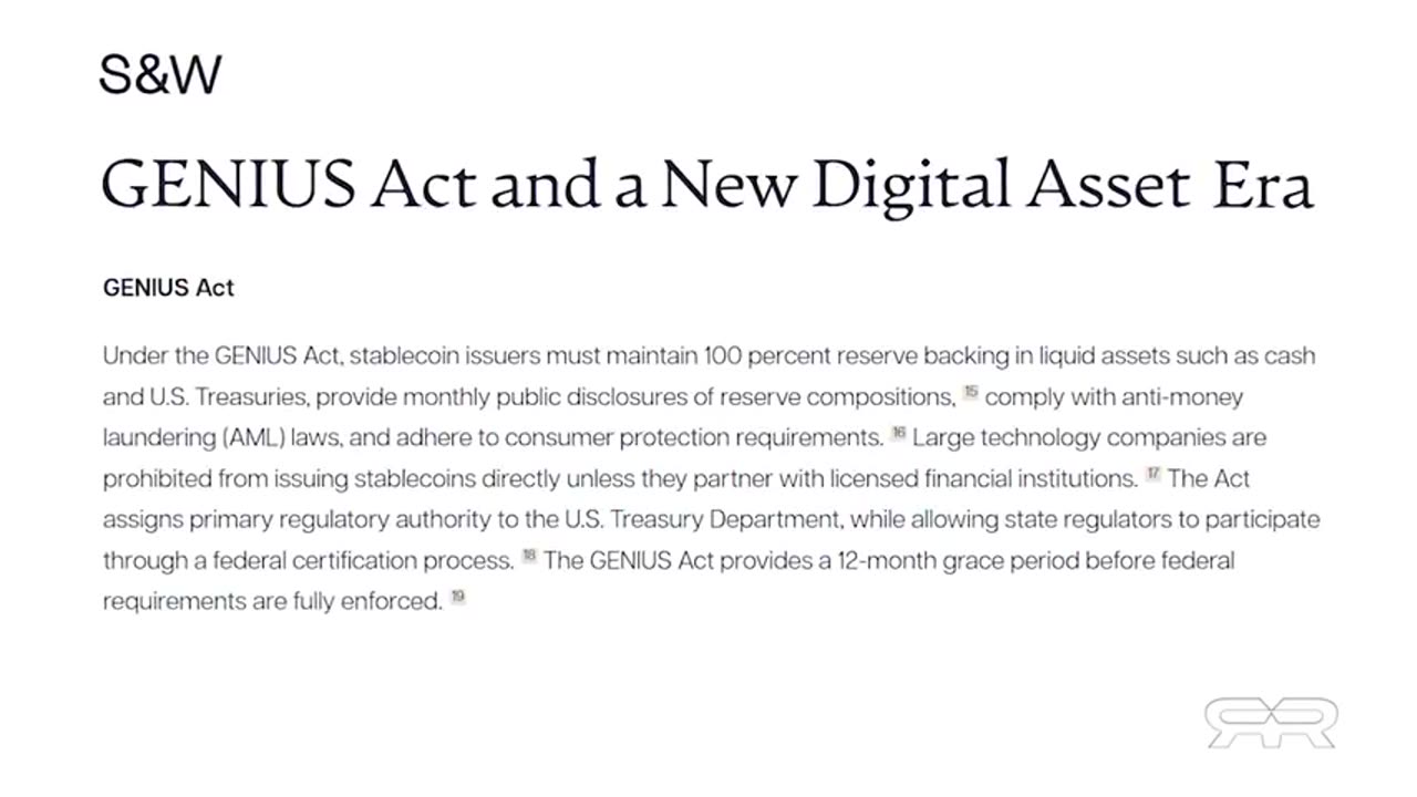 Reese Report - What the GENIUS ACT Will Soon Bring