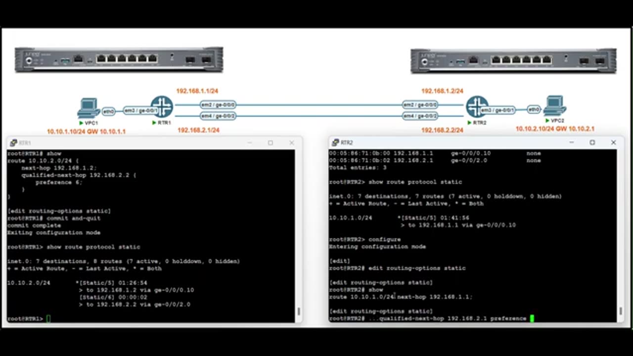 Juniper Routing: How to configure backup static routing on Juniper junos