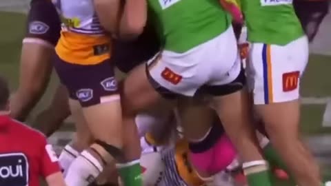 Reece Walsh gets lifted! Brisbane Broncos vs Canberra Raiders #2023 #big #hit #broncos #raiders