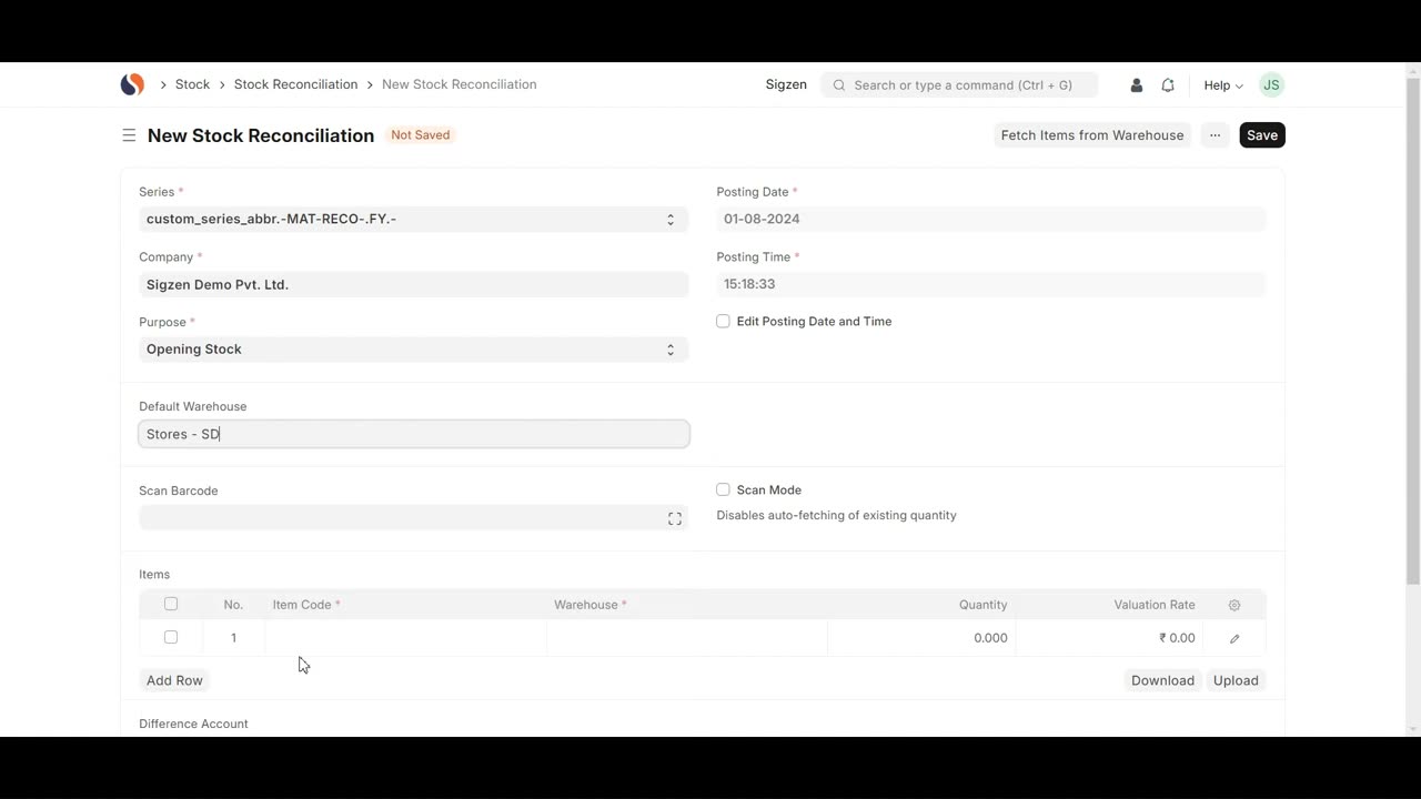 SigzenERP - Opening Stock Balance & Reconciliation Mastery