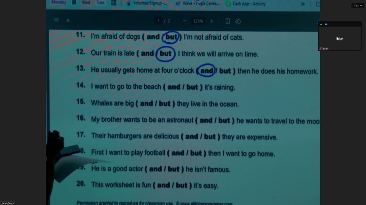 5-27-25 Grammar So, Because, and, but / Gramática Entonces, porque, y, pero
