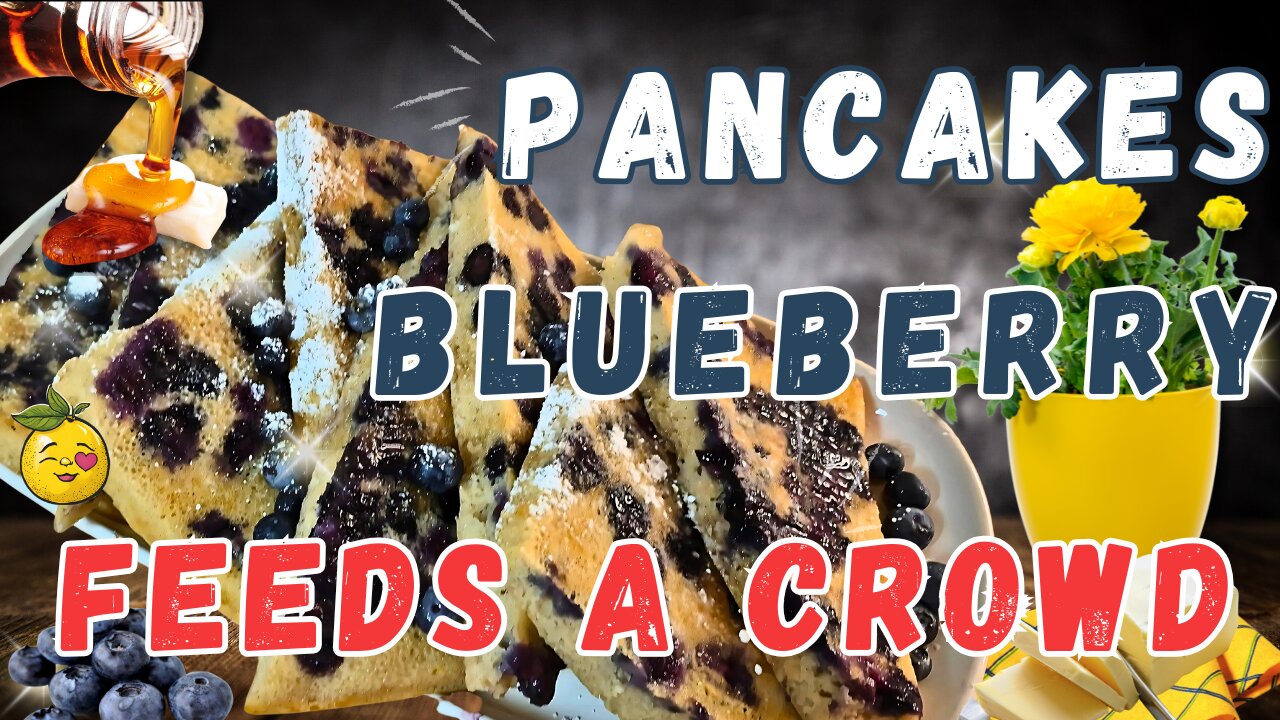 🍋🫐 NO FLIP PANCAKES! Lemony Blueberry Sheet Pan Pancakes for a Crowd🍋🫐