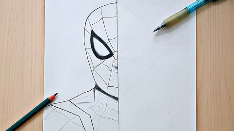 How To Draw Spider-Man No Way Home ｜ spider man half face easy ： Sketch