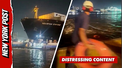 Witnesses jump in the water after a massive cargo ship smashes into two ferries