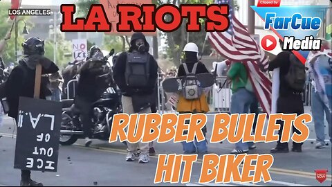 LA RIOTS: Biker hit with projectiles
