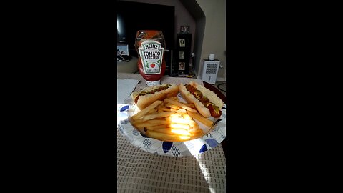 Eating Hebrew National Beef Franks, Dbn, MI, 5/14/25