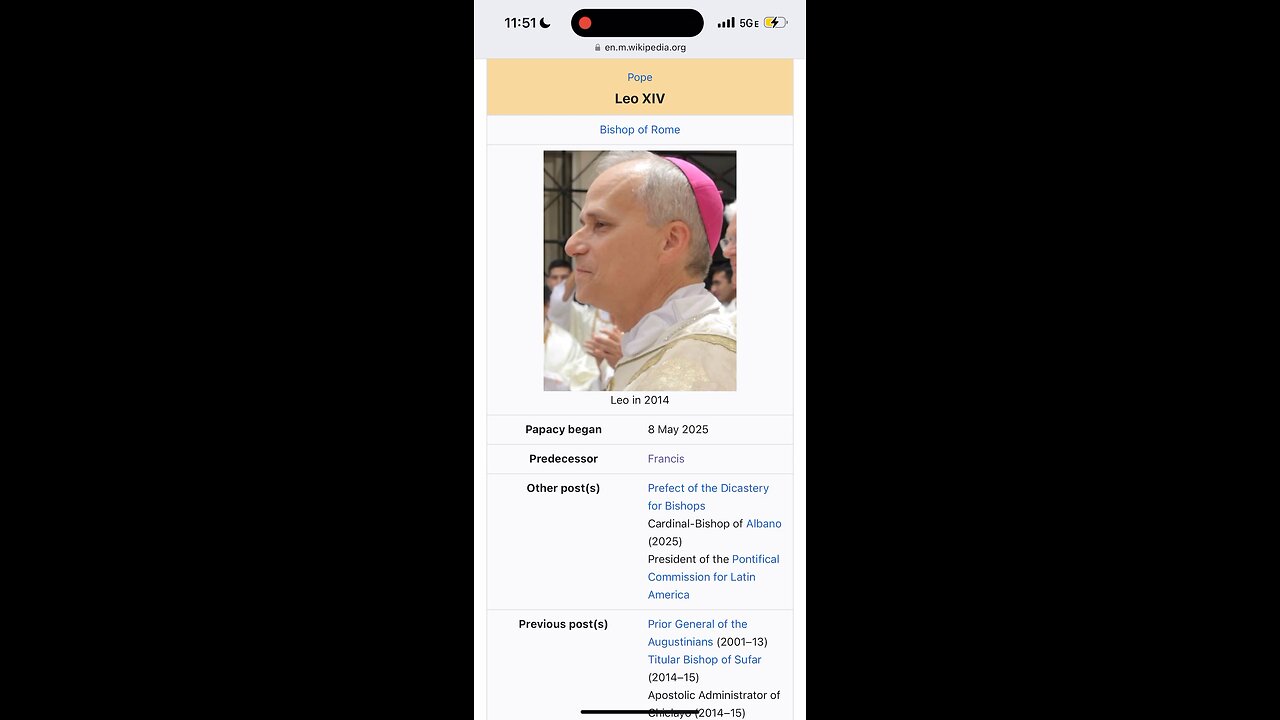Congrats to Leo XIV (Robert Francis Prevost) for being the First North American (American) Pope
