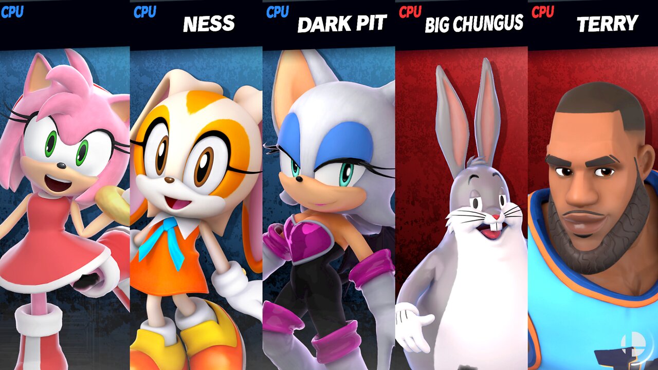 Amy Rose & Cream & Rouge vs Big Chungus & Lebron James [Angel David SSBU Member Request]