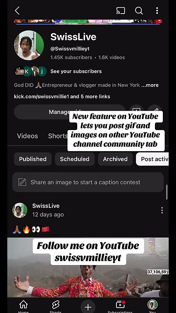 YouTube.com/swissvmillieyt you know what to do follow me family