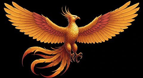 Mythological Phoenix in Majestic Flight | Fiery Wings Soar at Sunset