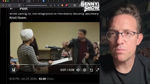 🚨Ilhan Omar Attacked LIVE! Man Jumps Onstage, Sprays her w/ liquid ~ Benny Johnson 1.27.26