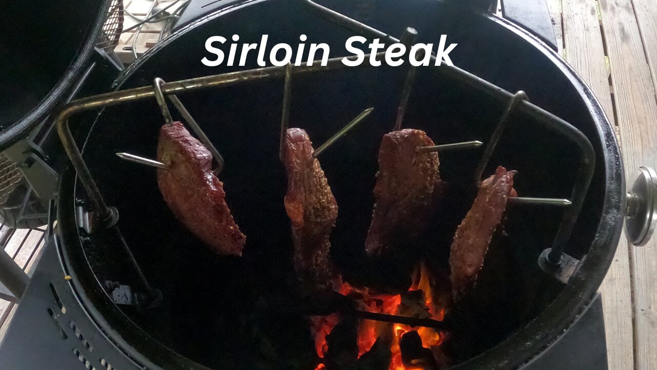 Hanging Sirloin Steaks On The OJ's Bronco