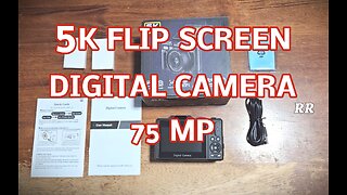 5K Digital Camera, 75MP Pics, Flip Screen, 32G SD, 2 Batteries