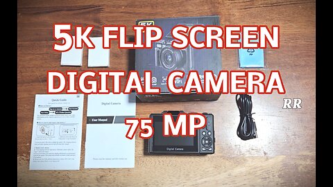 5K Digital Camera, 75MP Pics, Flip Screen, 32G SD, 2 Batteries