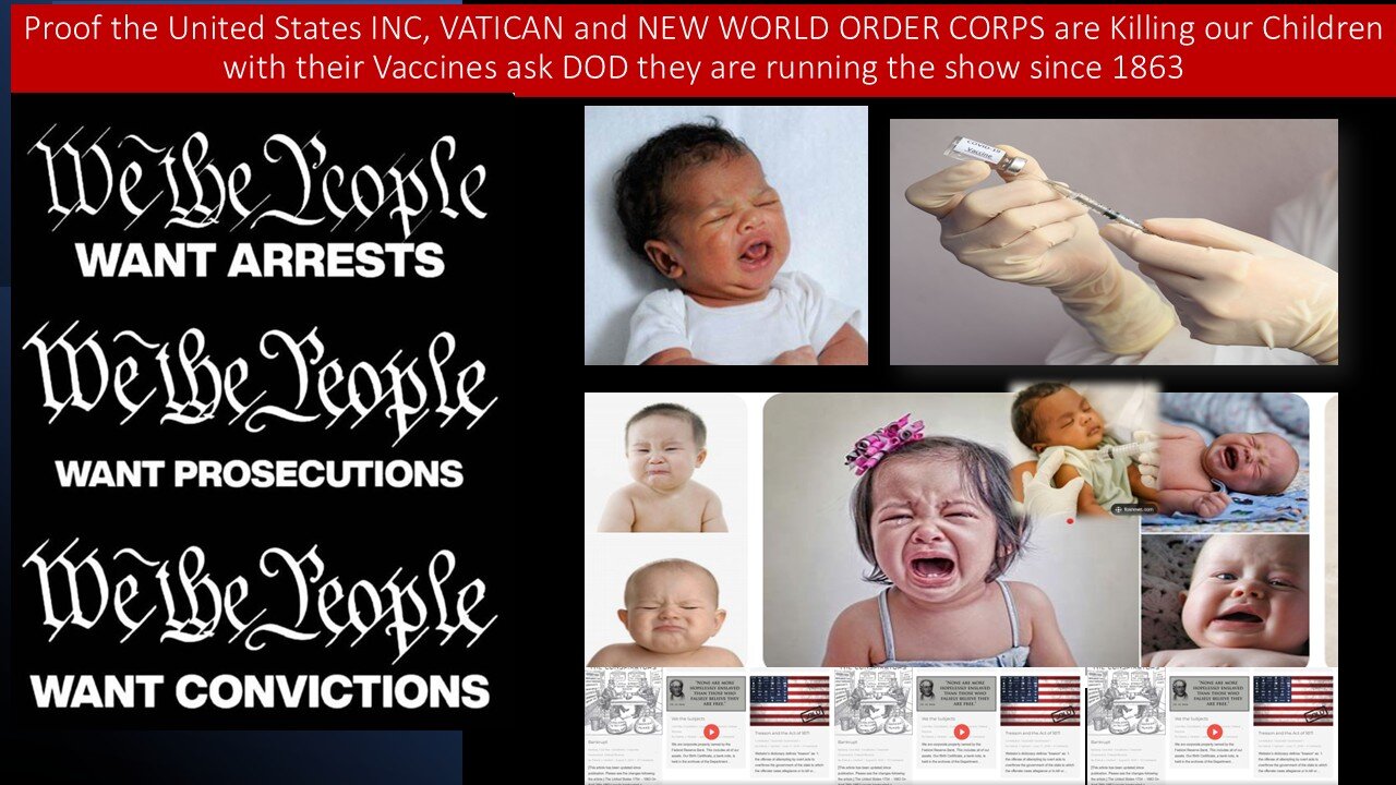 THEY ARE KILLING OUR KIDS & THE VATICANS, NWO CORPS, & DOD ARE RUNNING THE SHOW - WE DEMAND JUSTICE!