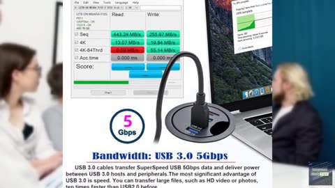 NFHK USB 3.0 Hub SD TF 3 Port USB 60mm Desk Grommet Splitter Dock Station Micro-