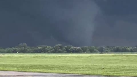 Video taken by Bryce Rickert of a tornado on the ground in Jacksonville, Illinois.