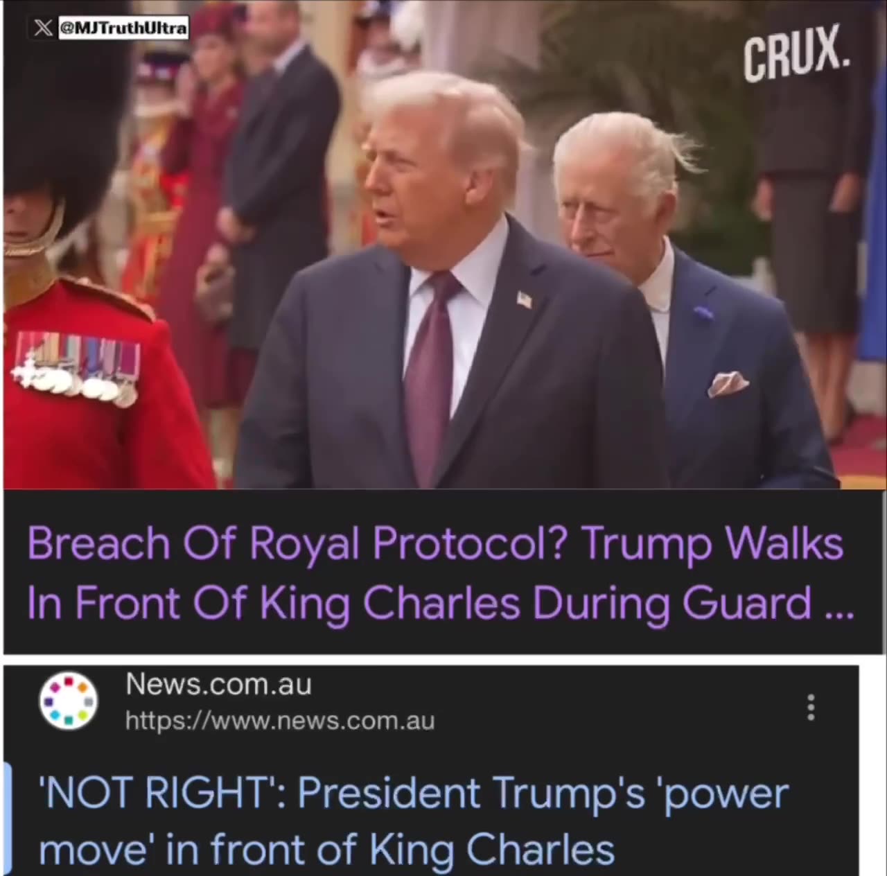 Trump walked in front of King Charles