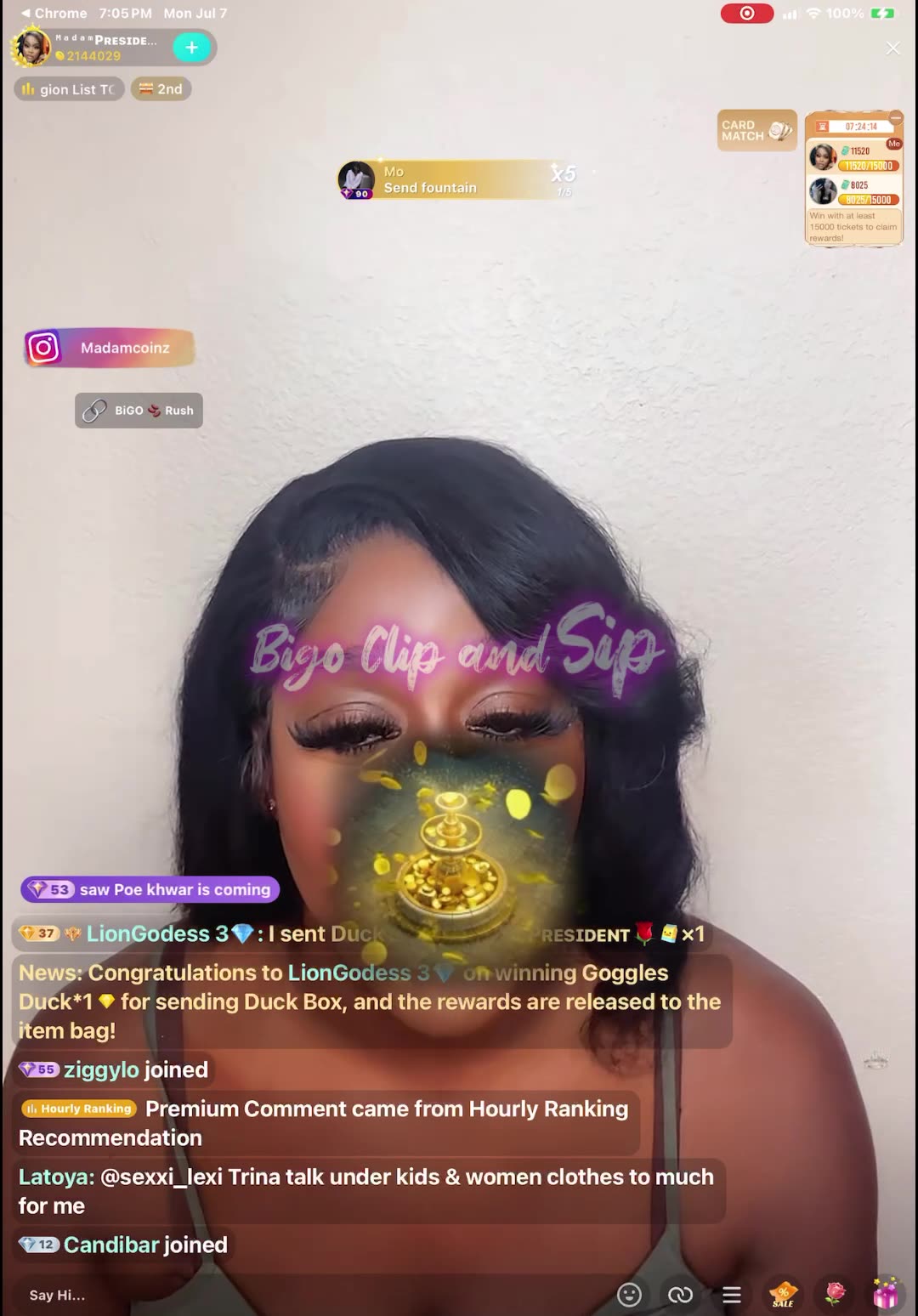 MadamLo has an impromptu interview with Momma Ace 7/7/25 #bigoclipandsip