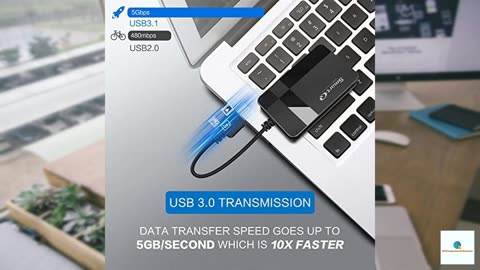 SmartQ C368 USB 3.0 Card Reader - Plug & Play, Compatible with Apple & Windows, Supports S