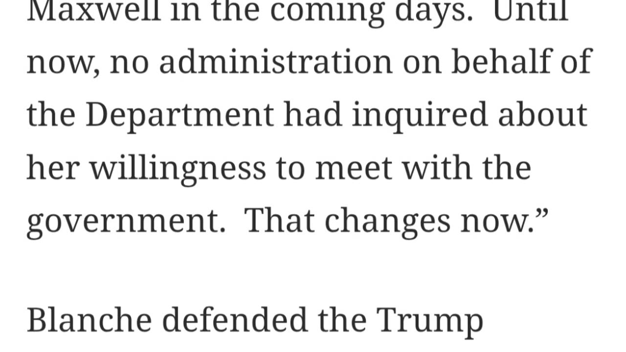 Deputy Attorney General wants to meet with Ghislaine Maxwell