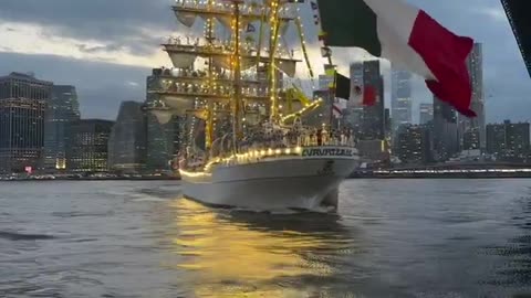 BREAKING: Another angle shows the Mexican navy tall sailing ship colliding with