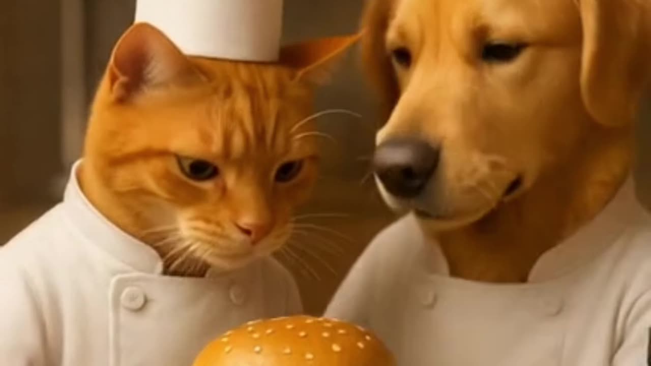 Cat and Dog Burger Making Comedy Video🐶😺🍔