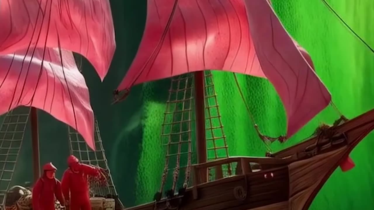a boat in the water with watermelon floating around it Ai Video Generator @NanoVisionsAI