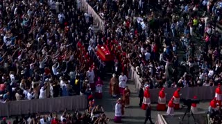 Pope Francis' coffin arrives at St. Peter's Basilica