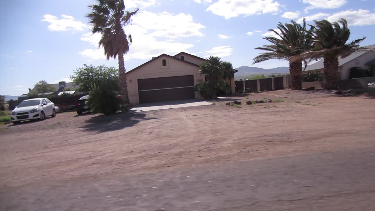Driving from the desert into town near Kingman Arizona