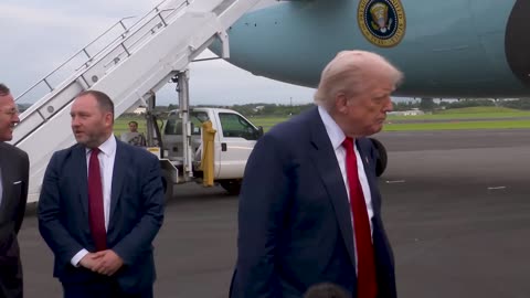 President Trump Arrives Prestwick, UK and Departs En Route Turnberry, Scotland